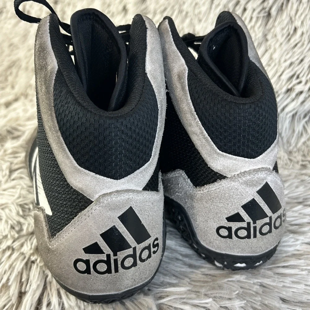 Mens Adidas Mat Wizard Wrestling Shoes Size 11.5 High Top Black‎ White Lace Up